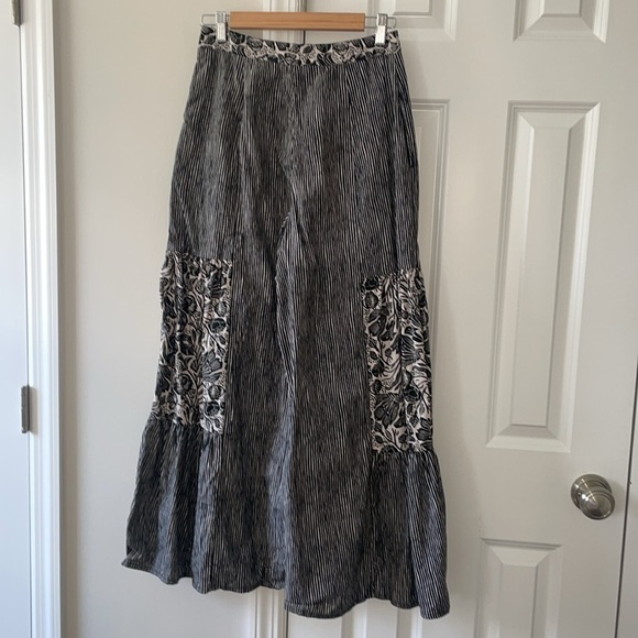 Anthropologie Bloomprint Wide Leg Pants Black Tan - Picture 9 of 10